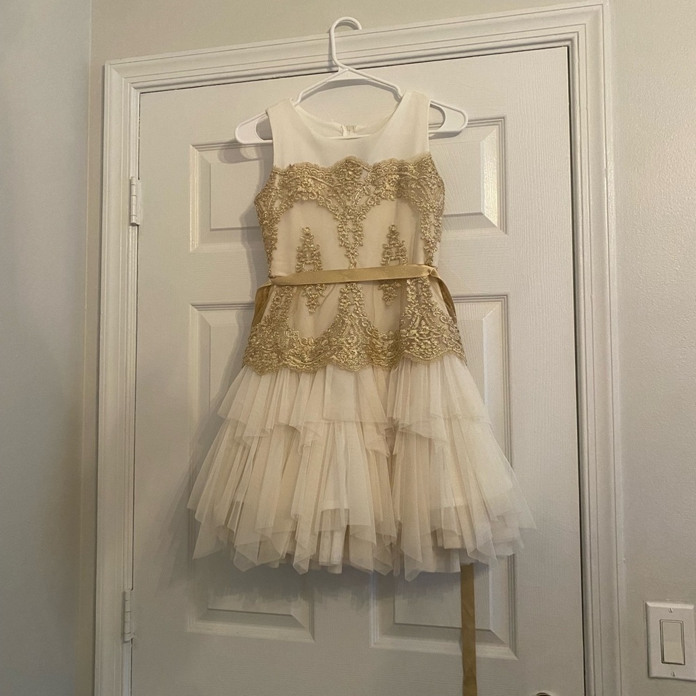 Cream and gold kids dress